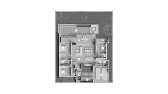 Villa floor plan, 4 bedrooms in Clover Residence No. 11015 (2D)
